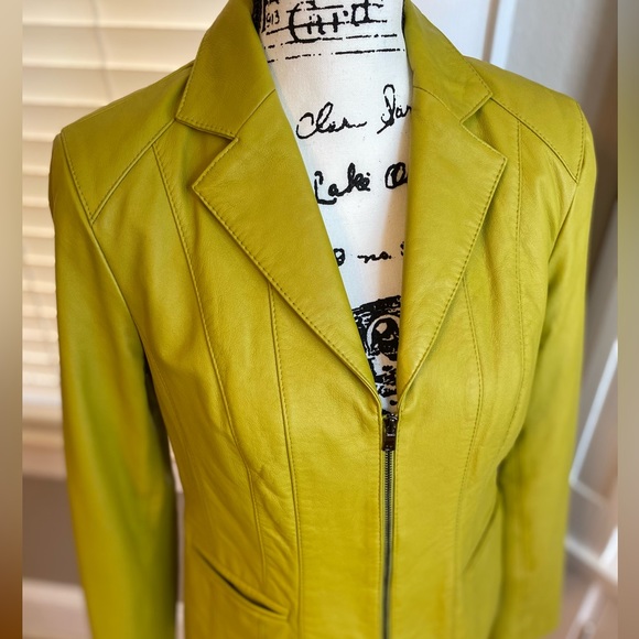 Jones New York Collection Green Leather Women’s Jacket Size Small - Picture 2 of 6